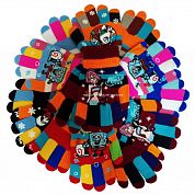 Перчатки с разноцветными пальчиками яркие